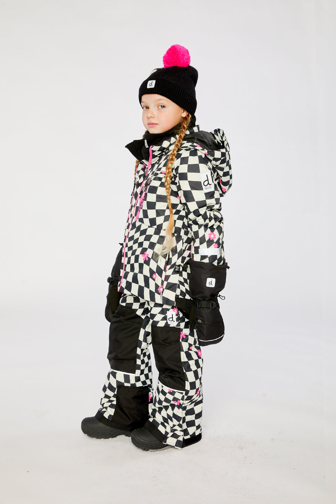 Two Piece Teknik Snowsuit White And Bright Pink Checkered Print - J10TG93_1J040