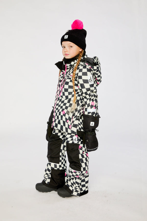 Two Piece Teknik Snowsuit White And Bright Pink Checkered Print - J10TG93_1J040