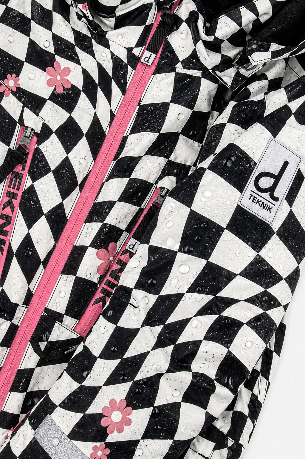 Two Piece Teknik Snowsuit White And Bright Pink Checkered Print