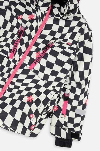 Two Piece Teknik Snowsuit White And Bright Pink Checkered Print - J10TG93_1J040