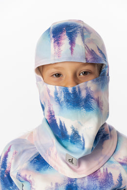 Polar Balaclava Blue And Pink Mountain Print