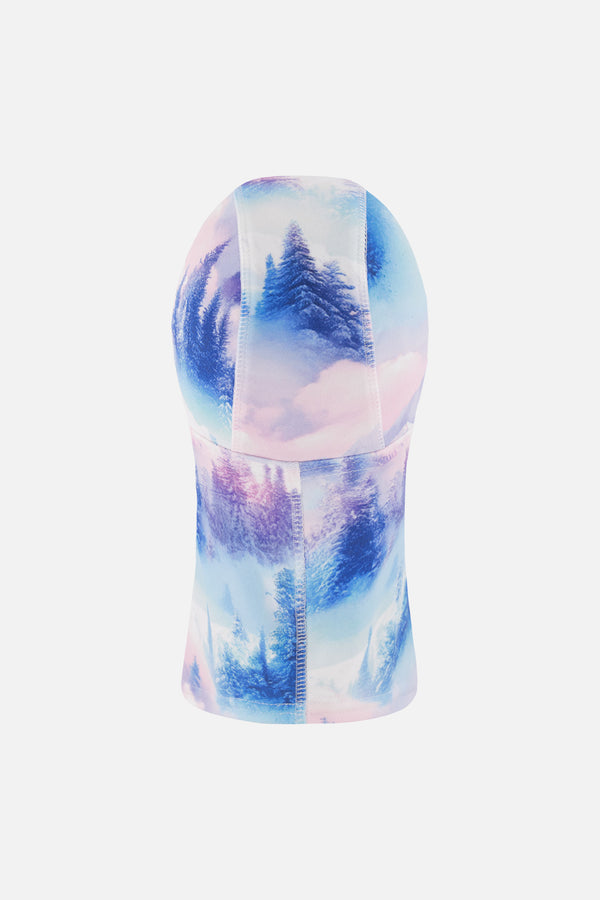 Polar Balaclava Blue And Pink Mountain Print