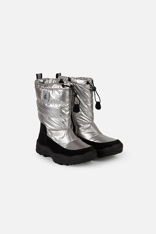 Nylon Quilted Winter Boots Silver