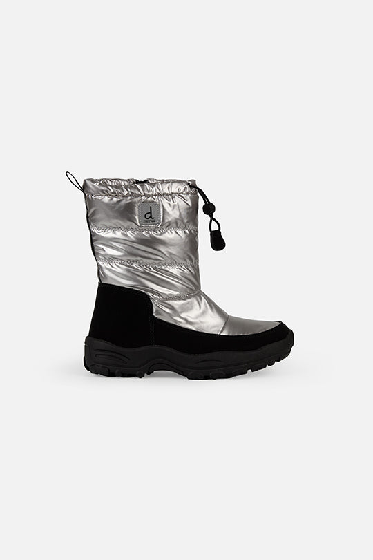 Nylon Quilted Winter Boots Silver