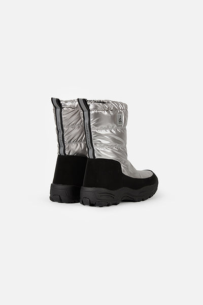 Nylon Quilted Winter Boots Silver