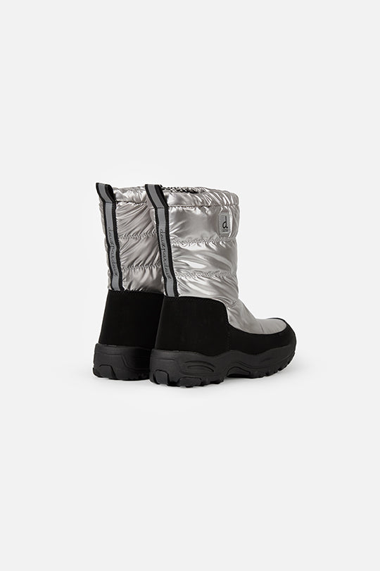 Nylon Quilted Winter Boots Silver