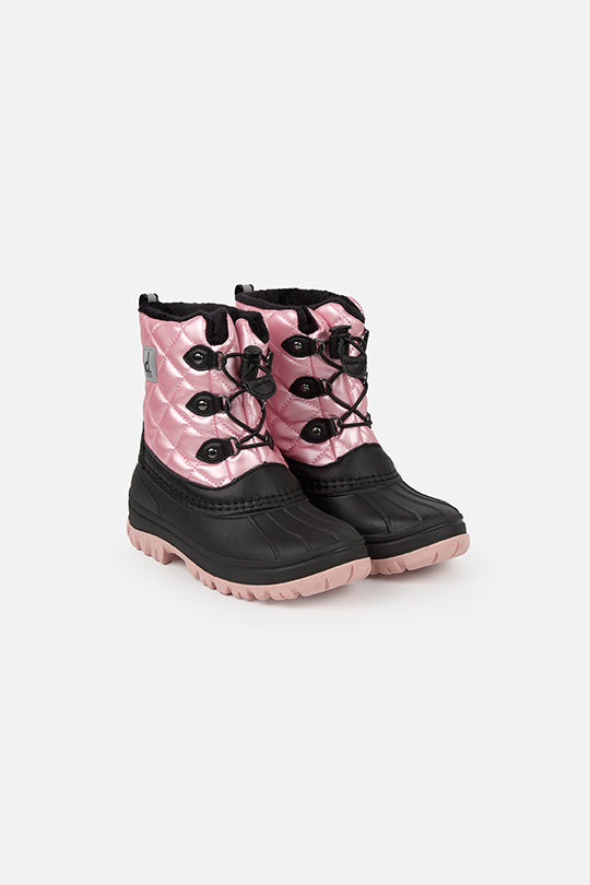 Bottes d'hiver matelassées avec doublure en polaire vieux rose pâle