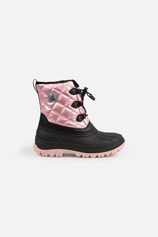 Bottes d'hiver matelassées avec doublure en polaire vieux rose pâle