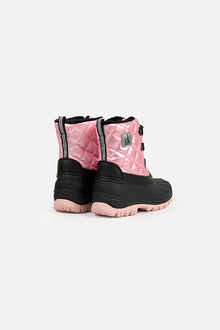 Bottes d'hiver matelassées avec doublure en polaire vieux rose pâle