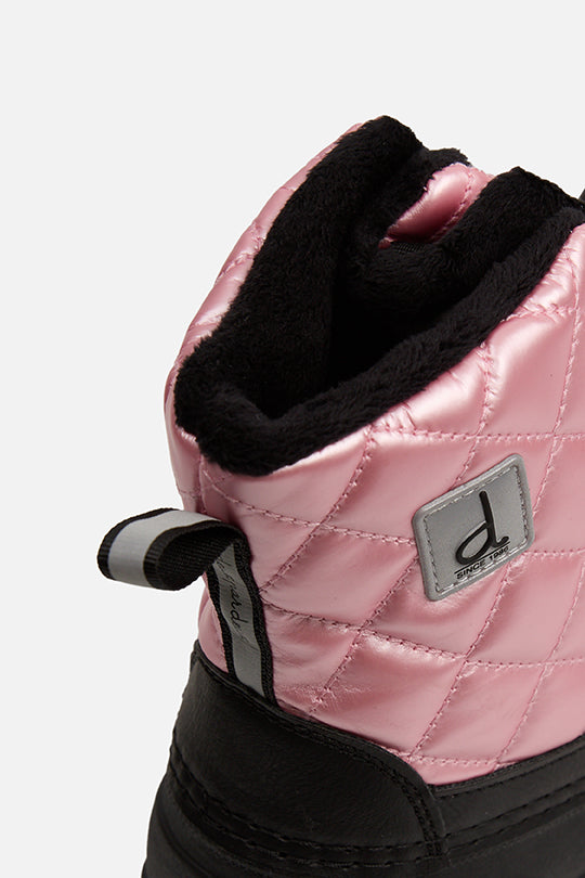 Bottes d'hiver matelassées avec doublure en polaire vieux rose pâle