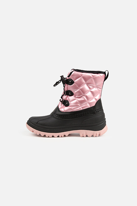 Bottes d'hiver matelassées avec doublure en polaire vieux rose pâle