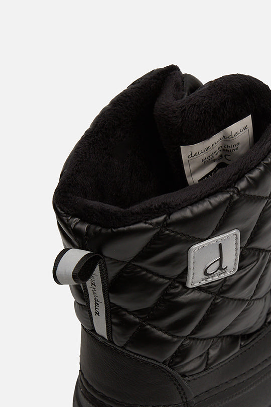 Bottes d'hiver matelassées avec doublure en polaire noir