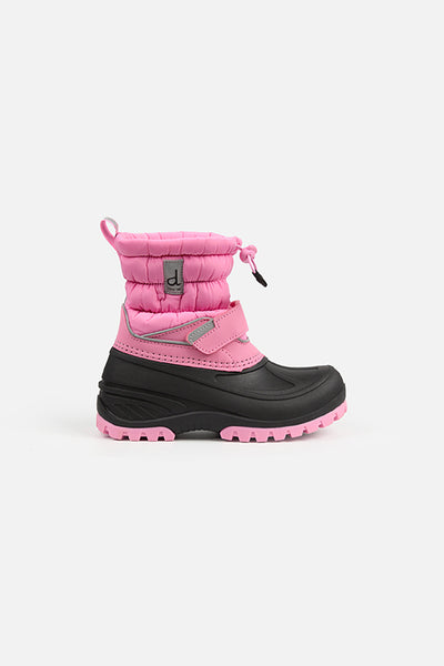 Rubberized Puffer Winter Boots Pink