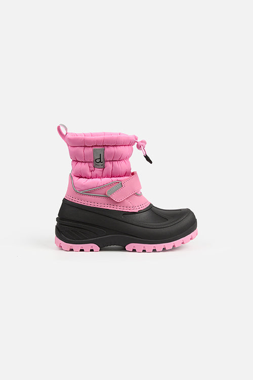 Rubberized Puffer Winter Boots Pink