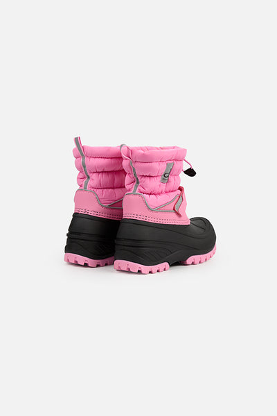 Rubberized Puffer Winter Boots Pink