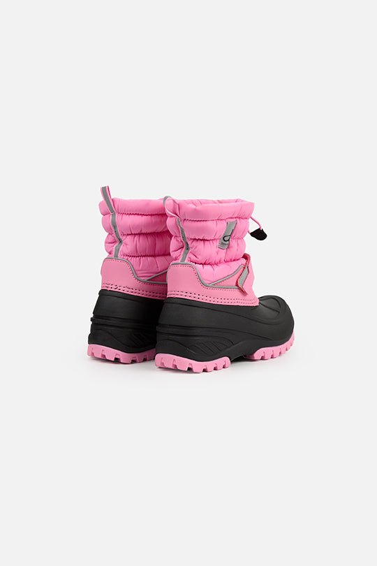 Rubberized Puffer Winter Boots Pink