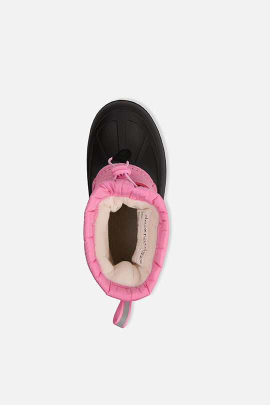 Rubberized Puffer Winter Boots Pink