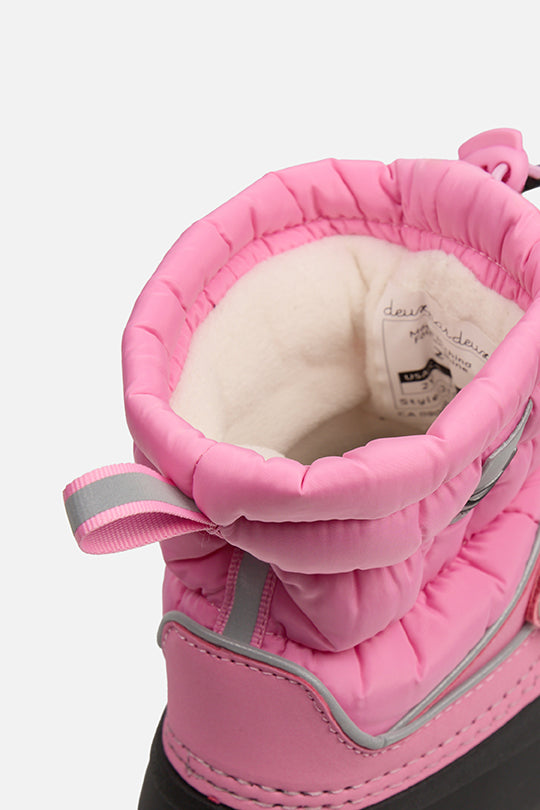 Rubberized Puffer Winter Boots Pink