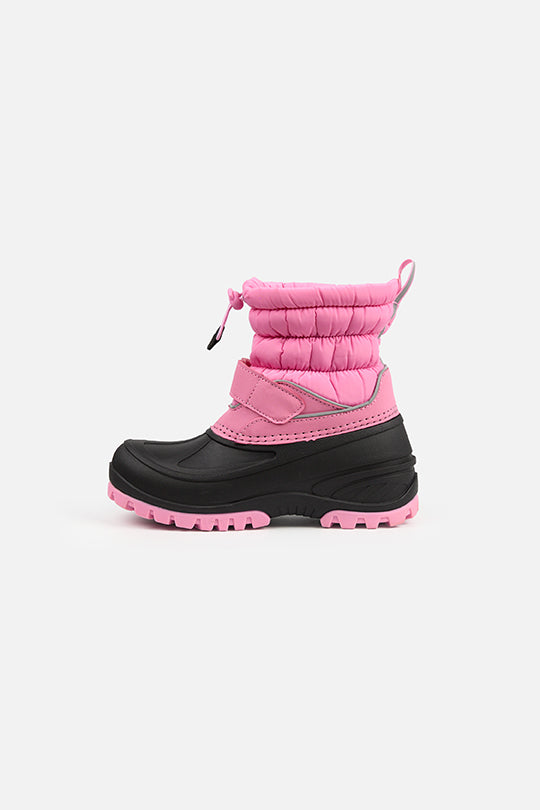 Rubberized Puffer Winter Boots Pink