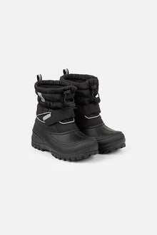 Gummierte gepolsterte Winterstiefel Schwarz
