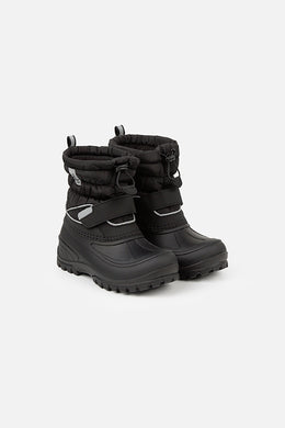 Gummierte gepolsterte Winterstiefel Schwarz