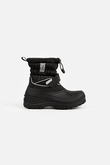 Gummierte gepolsterte Winterstiefel Schwarz
