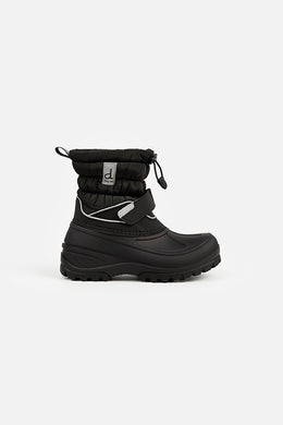 Gummierte gepolsterte Winterstiefel Schwarz