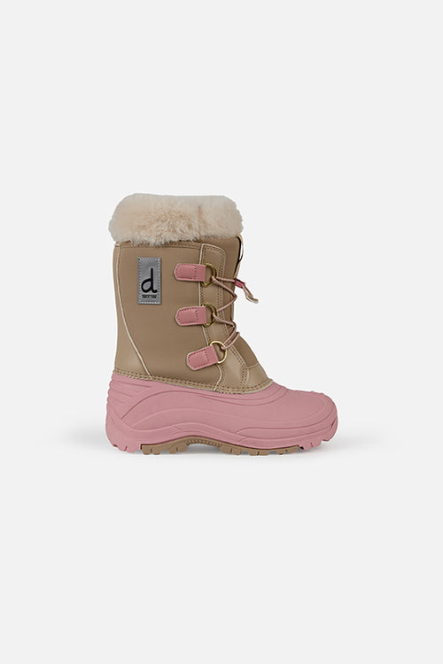 Bottes d'hiver avec doublure amovible vieux rose pâle
