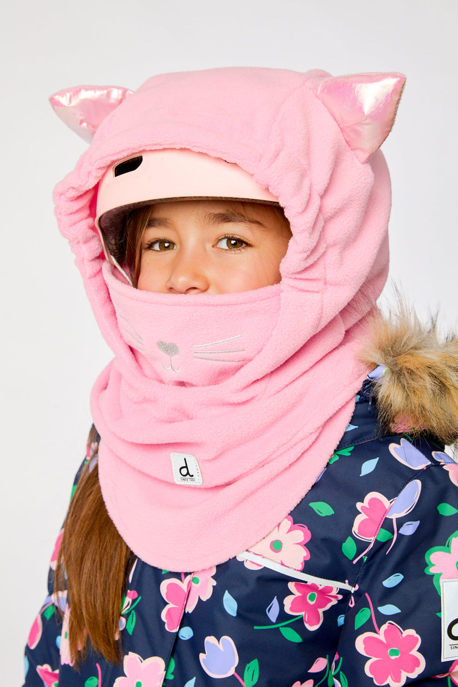 Oversized Polar Balaclava For Ski Helmet Pink - J10XCAT_06240