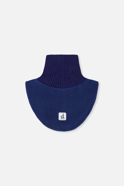 Cache-cou col roulé en tricot et en polaire bleu marine