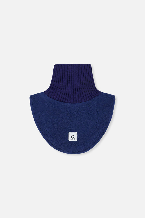 Cache-cou col roulé en tricot et en polaire bleu marine