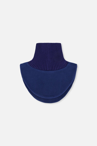 Cache-cou col roulé en tricot et en polaire bleu marine