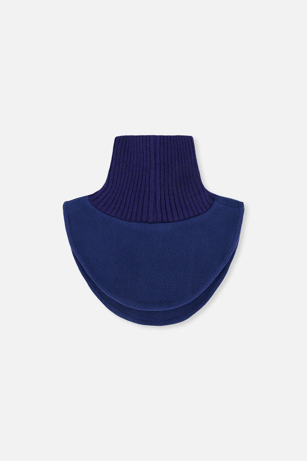 Cache-cou col roulé en tricot et en polaire bleu marine