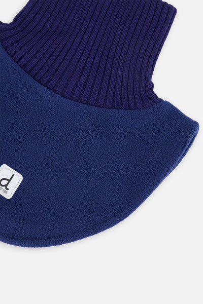 Cache-cou col roulé en tricot et en polaire bleu marine