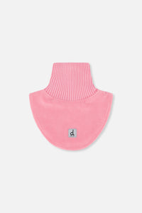 Cache-cou col roulé en tricot et en polaire rose