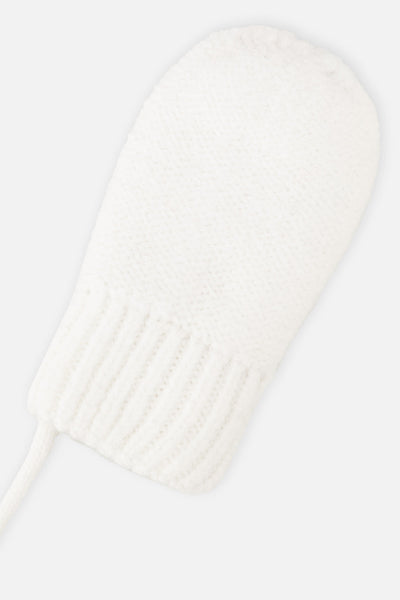 Infant Knit Mittens With String Off-White - J10XM101_01880