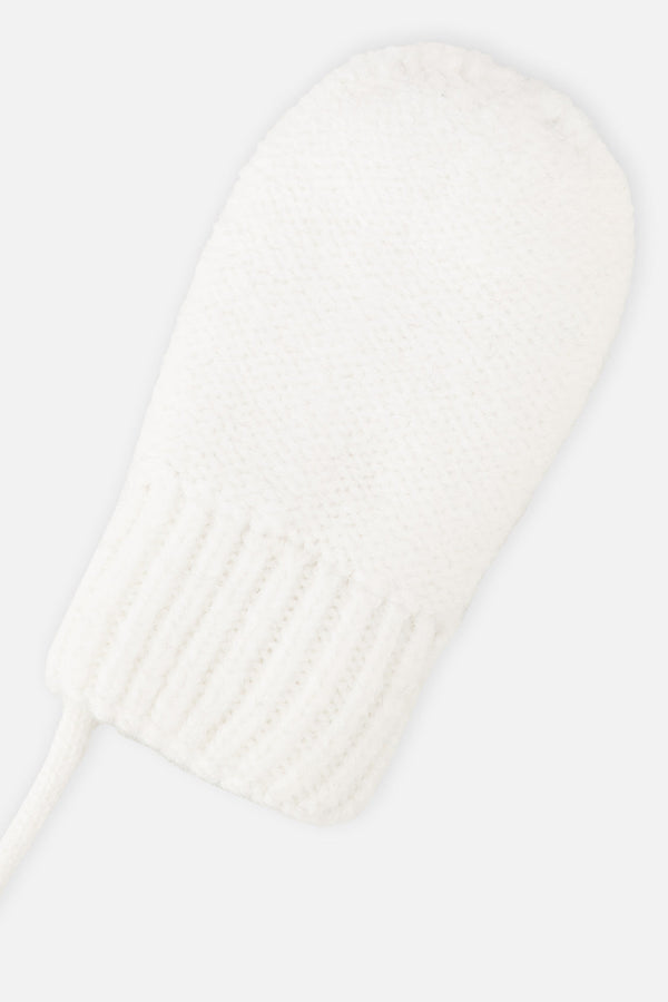 Infant Knit Mittens With String Off-White - J10XM101_01880