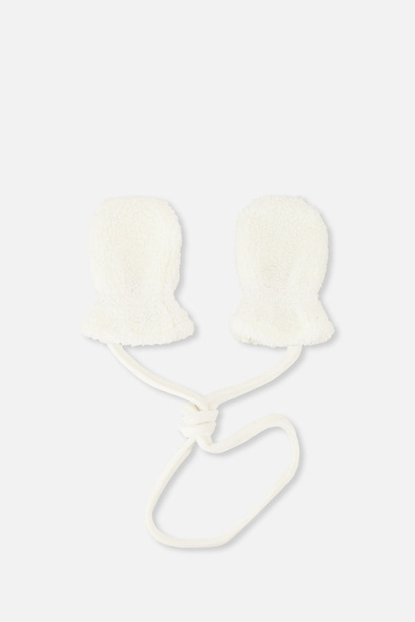 Infant Sherpa Mittens With String Off-White - J10XM102_01880