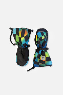 Mitaines d'hiver TEKNIK bleu imprimé damier