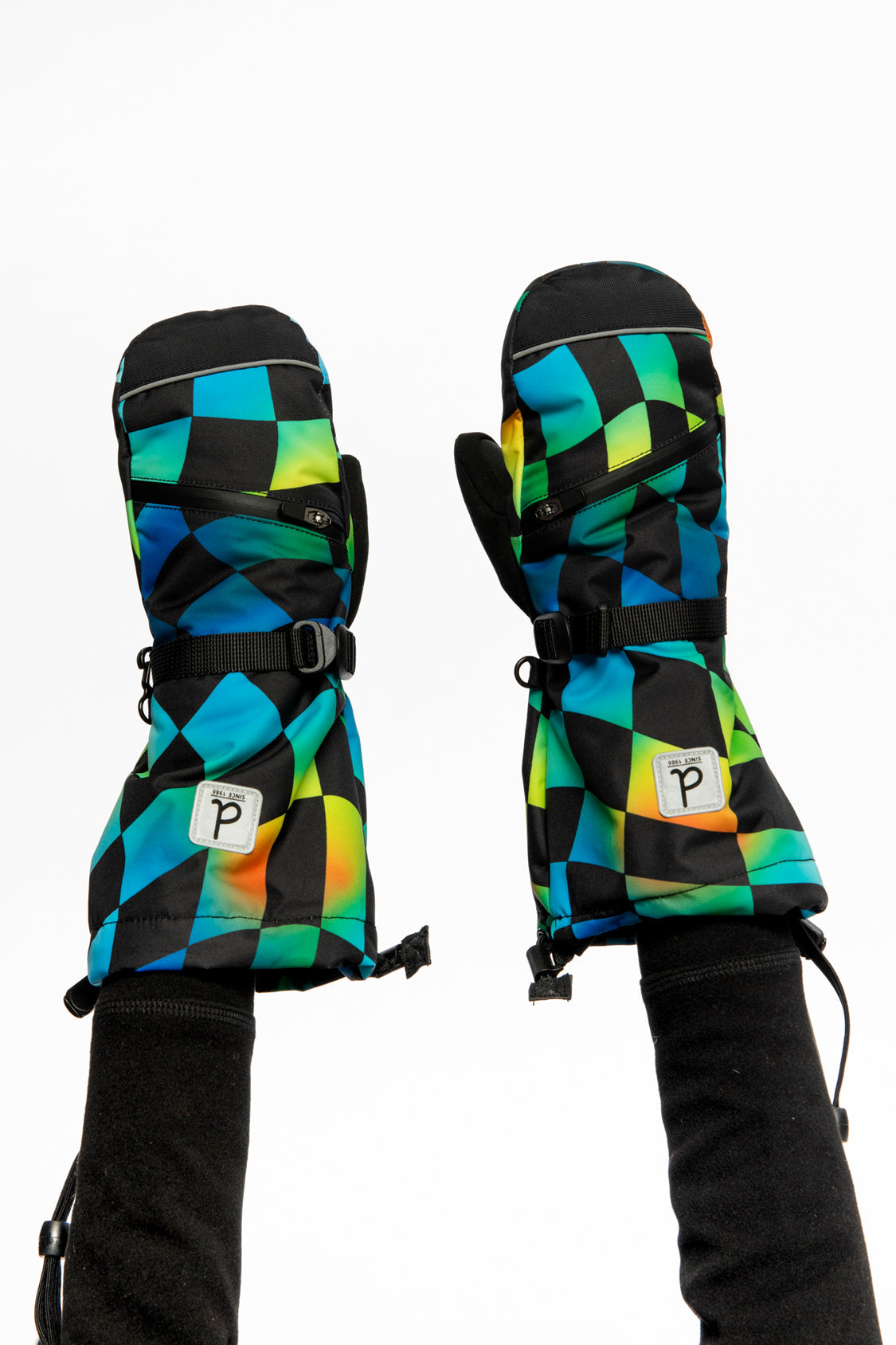 Teknik Winter Mittens Blue Checkered Print - J10XM203_1J054