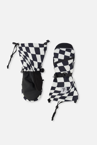 Teknik Winter Mittens White Checkered Print - J10XM203_1J059