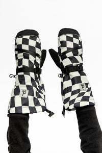 Teknik Winter Mittens White Checkered Print - J10XM203_1J059