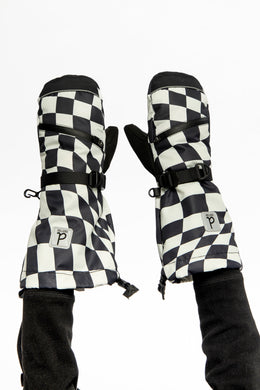 Teknik Winter Mittens White Checkered Print - J10XM203_1J059