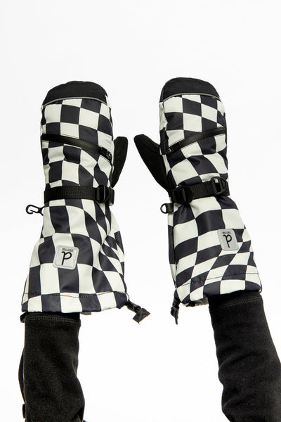 Teknik Winter Mittens White Checkered Print - J10XM203_1J059