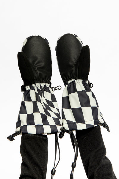 Teknik Winter Mittens White Checkered Print - J10XM203_1J059