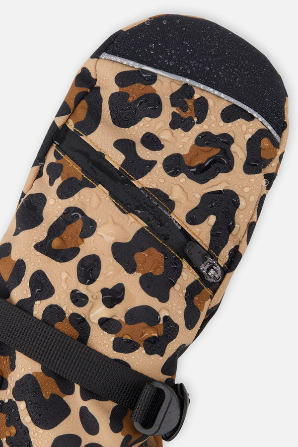 Teknik Winter Mittens Brown Leopard Print - J10XM203_1J090