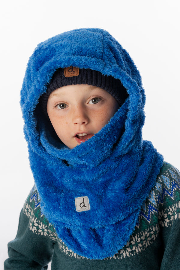 Cagoule en peluche bleu