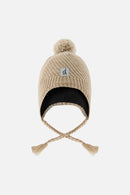 Winter Peruvian Knit Hat With Pompom Taupe - J10XT1_01870