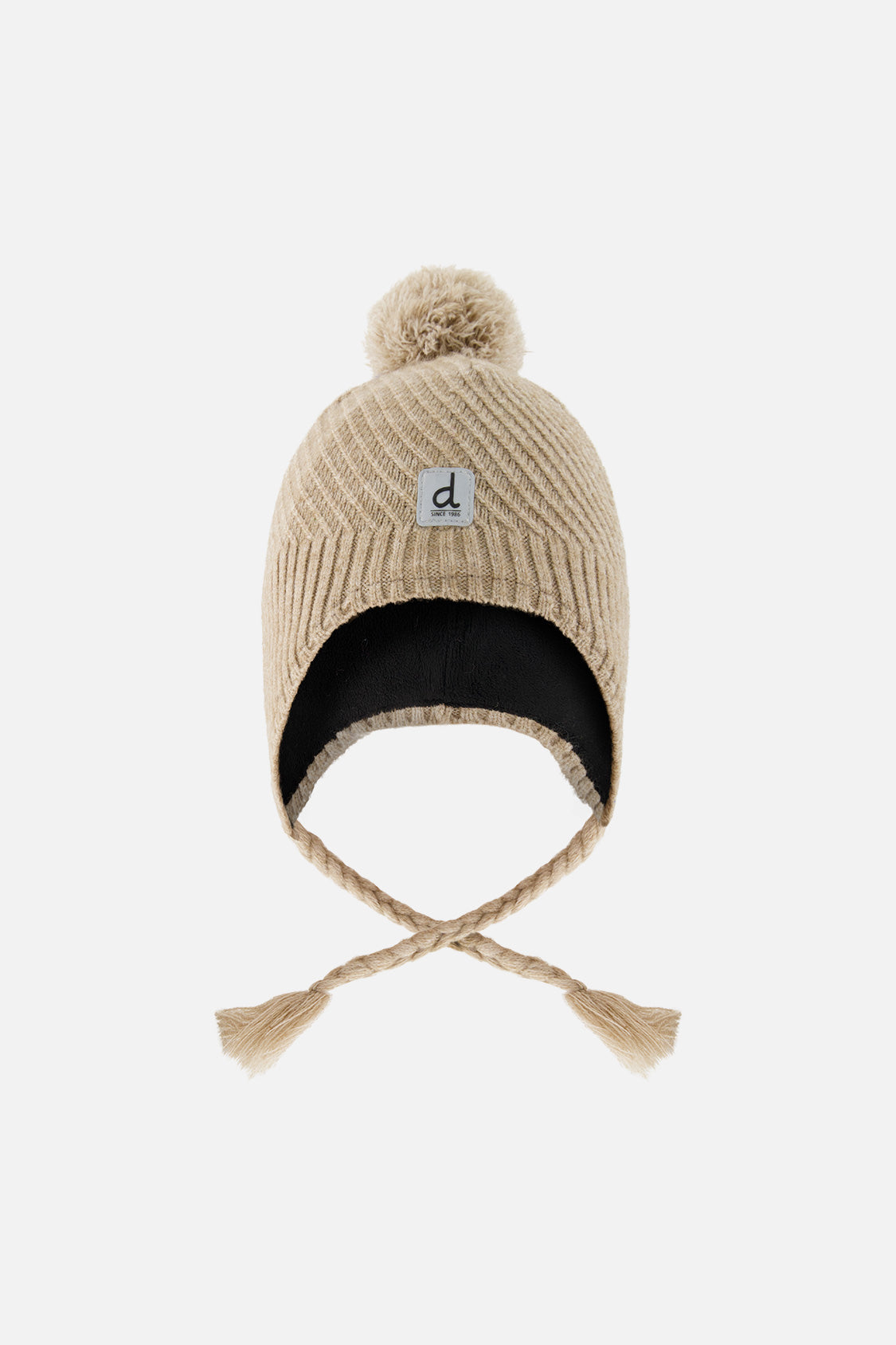 Winter Peruvian Knit Hat With Pompom Taupe - J10XT1_01870