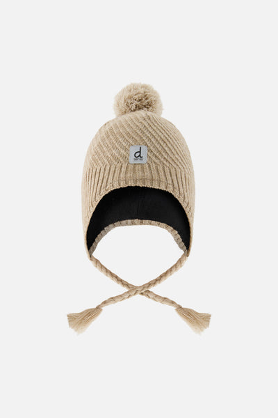 Winter Peruvian Knit Hat With Pompom Taupe - J10XT1_01870